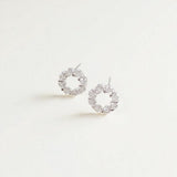Silver Moissanite Circle Stud Earrings – Crown