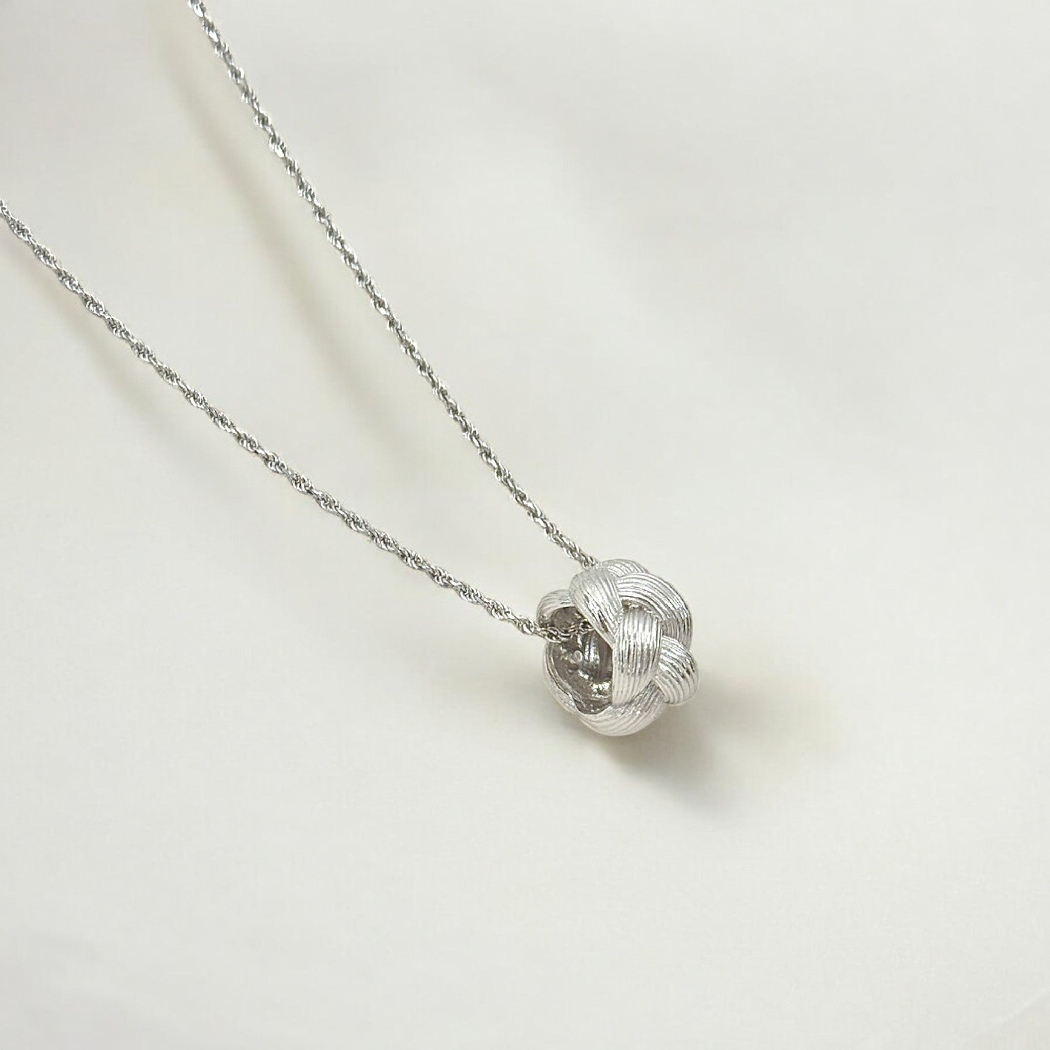 Tulle Textured Silver Woven Pendant Necklace - Twill crafted with premium sterling silver with rhodium finish, hypoallergenic and tarnish-resistant
