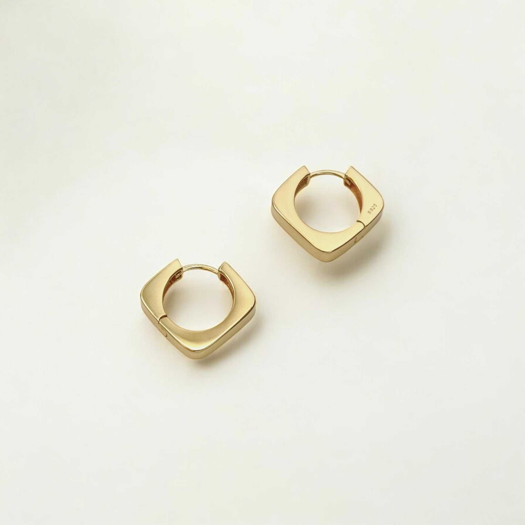 Square Gold Hoop Earrings | Geometric - Raye – Hermin