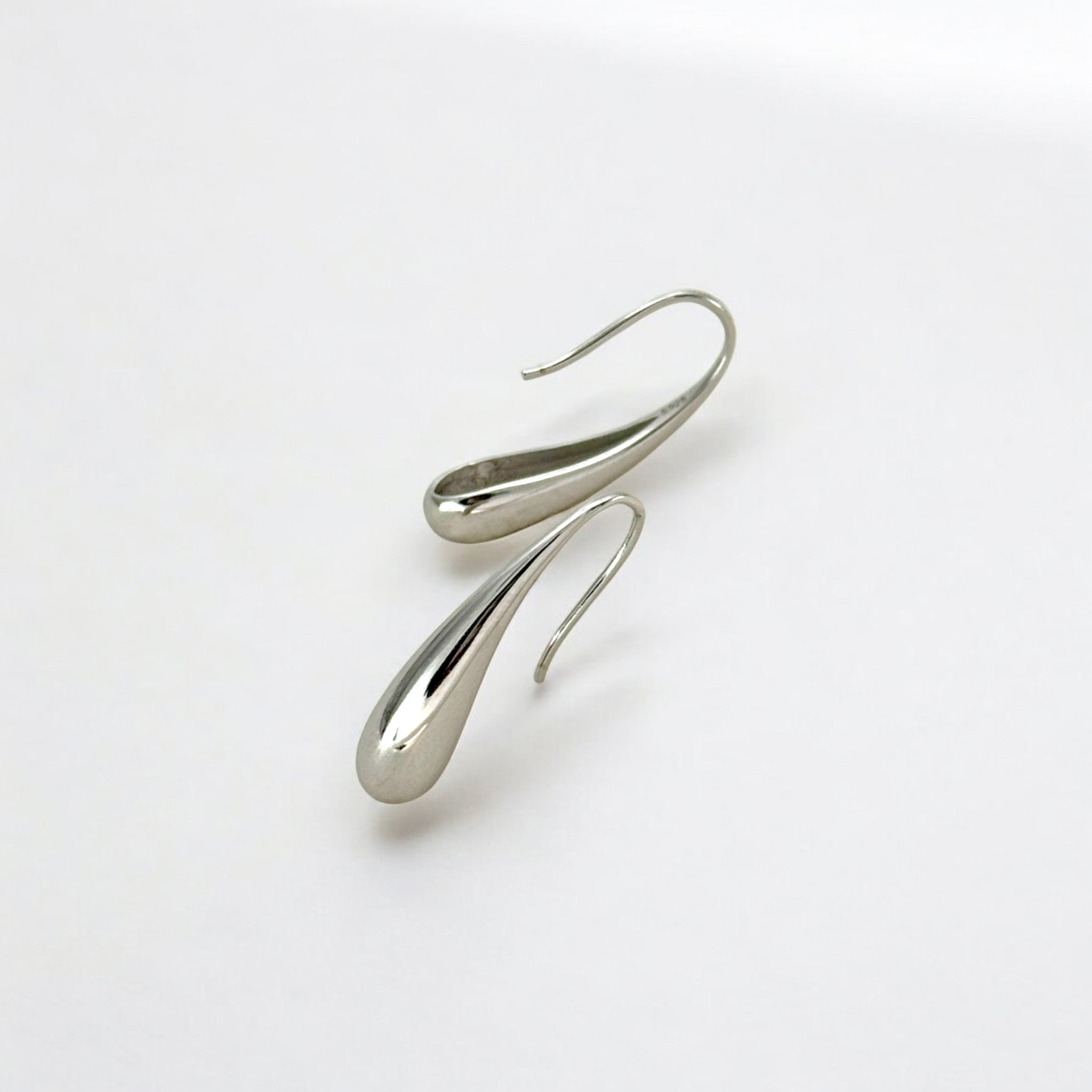Silver Threader Teardrop Earrings - Droplet crafted with premium sterling silver with rhodium finish, hypoallergenic and tarnish-resistant