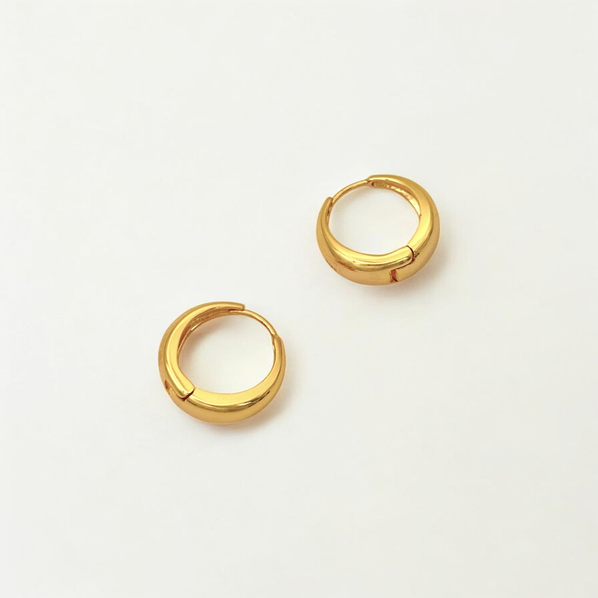 Eclipse Gold Dome Huggie Hoops crafted with premium 18k gold vermeil over sterling silver, hypoallergenic and tarnish-resistant