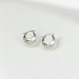 Silver Puffy Hoops - Paris made from sterling silver with rhodium finish, minimalist design by Hermin Jewelry