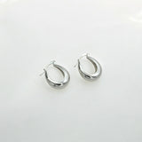 Silver Puffy Hoops - Paris made from sterling silver with rhodium finish, minimalist design by Hermin Jewelry
