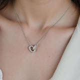 Close-up of Hermin's Eternal Bond - Mini Pavé Link Silver Necklace in sterling silver with rhodium finish, crafted for elegance and durability