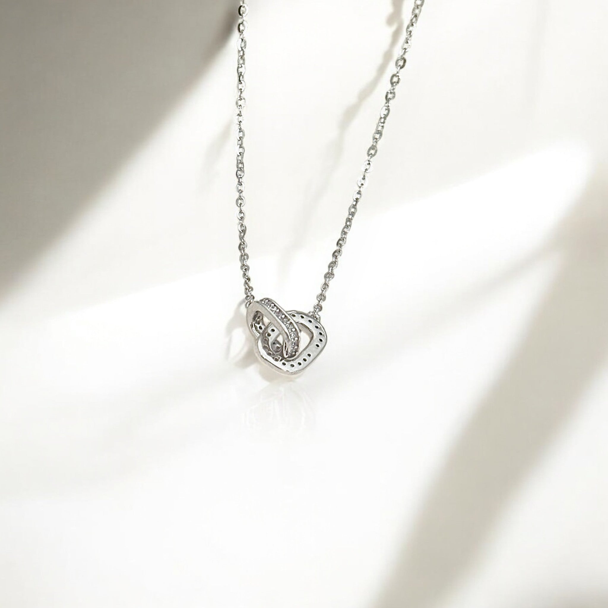 Eternal Bond - Mini Pavé Link Silver Necklace crafted with premium sterling silver with rhodium finish, hypoallergenic and tarnish-resistant