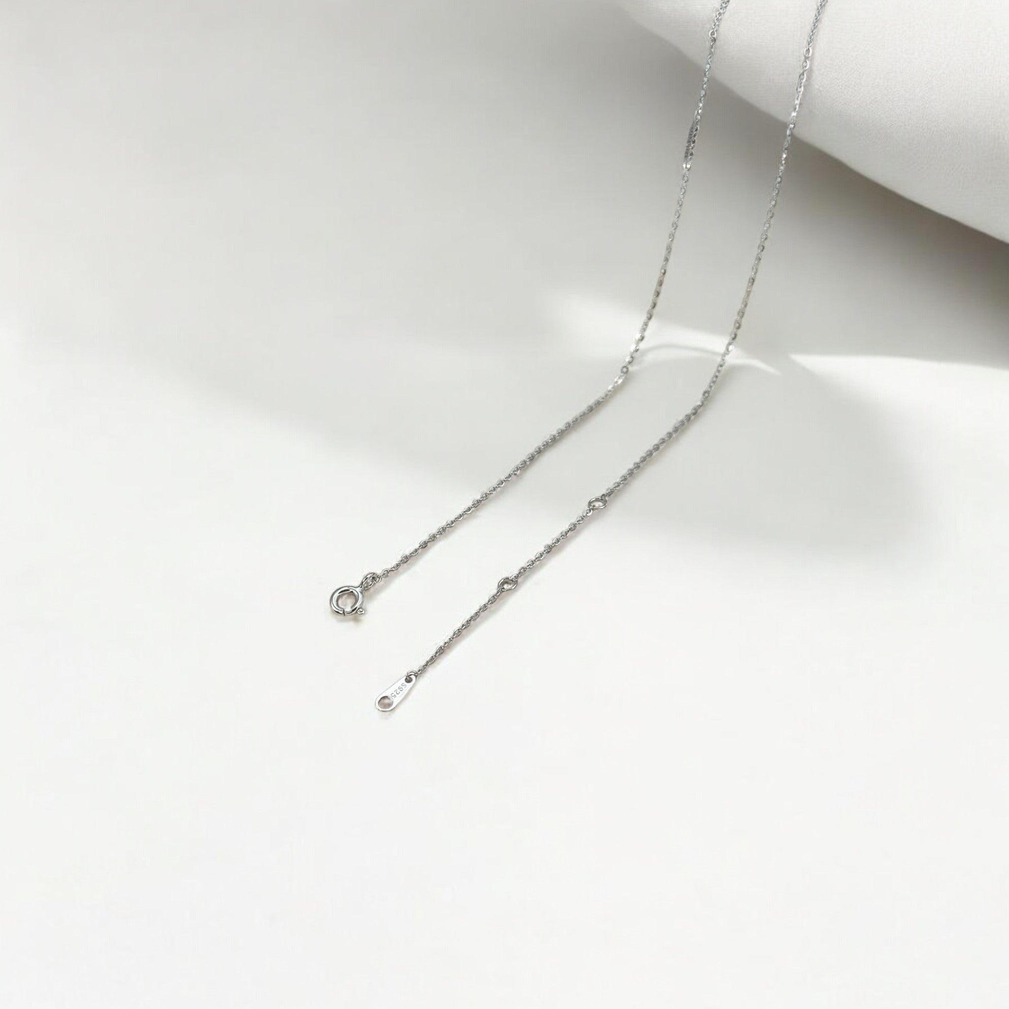 Eternal Bond - Mini Pavé Link Silver Necklace made from sterling silver with rhodium finish, minimalist design by Hermin Jewelry