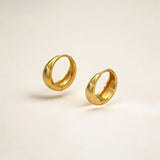 Eclipse Gold Dome Huggie Hoops made from 18k gold vermeil over sterling silver, minimalist design by Hermin Jewelry