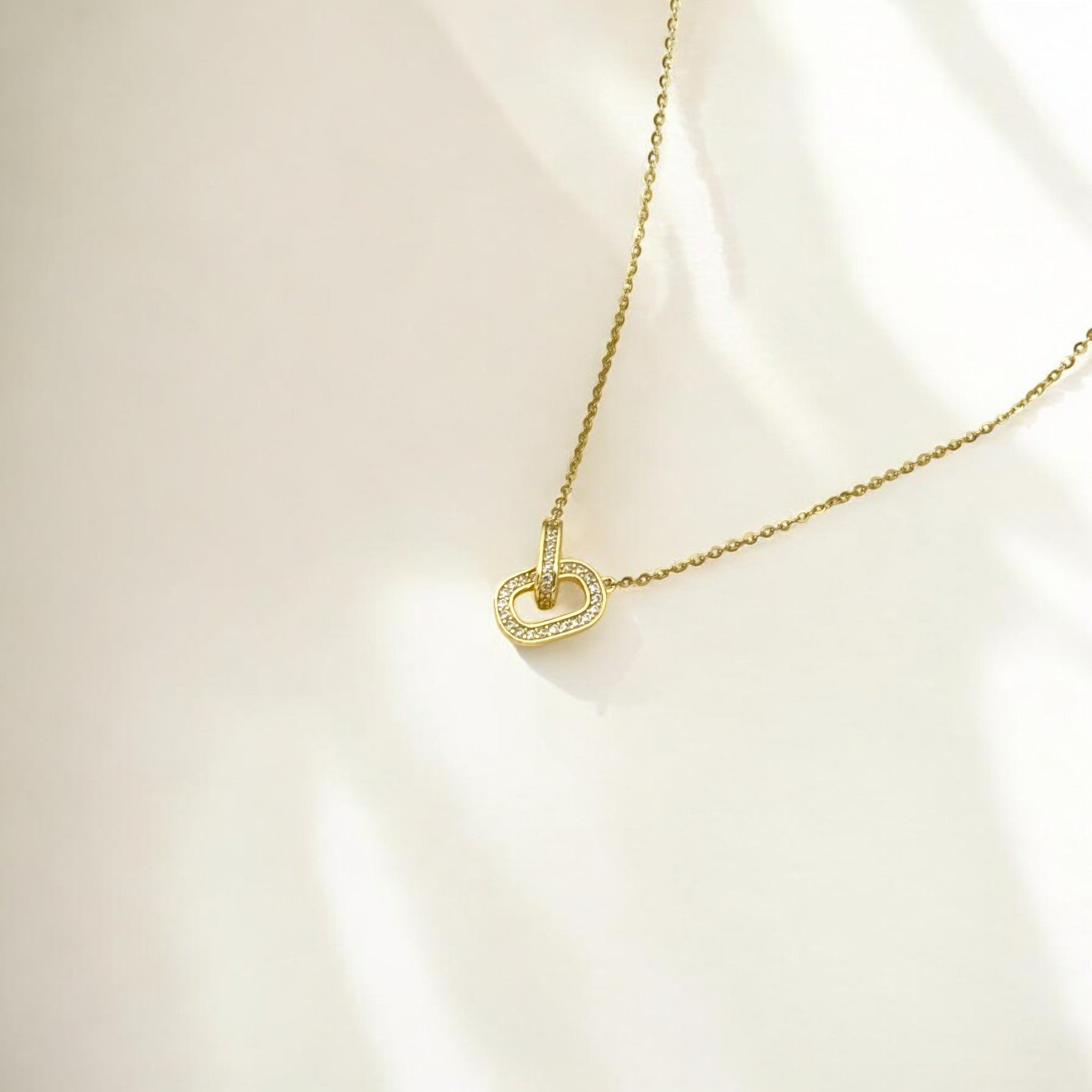 Eternal Bond - Mini Pavé Link Gold Necklace made from 18k gold vermeil over sterling silver, minimalist design by Hermin Jewelry