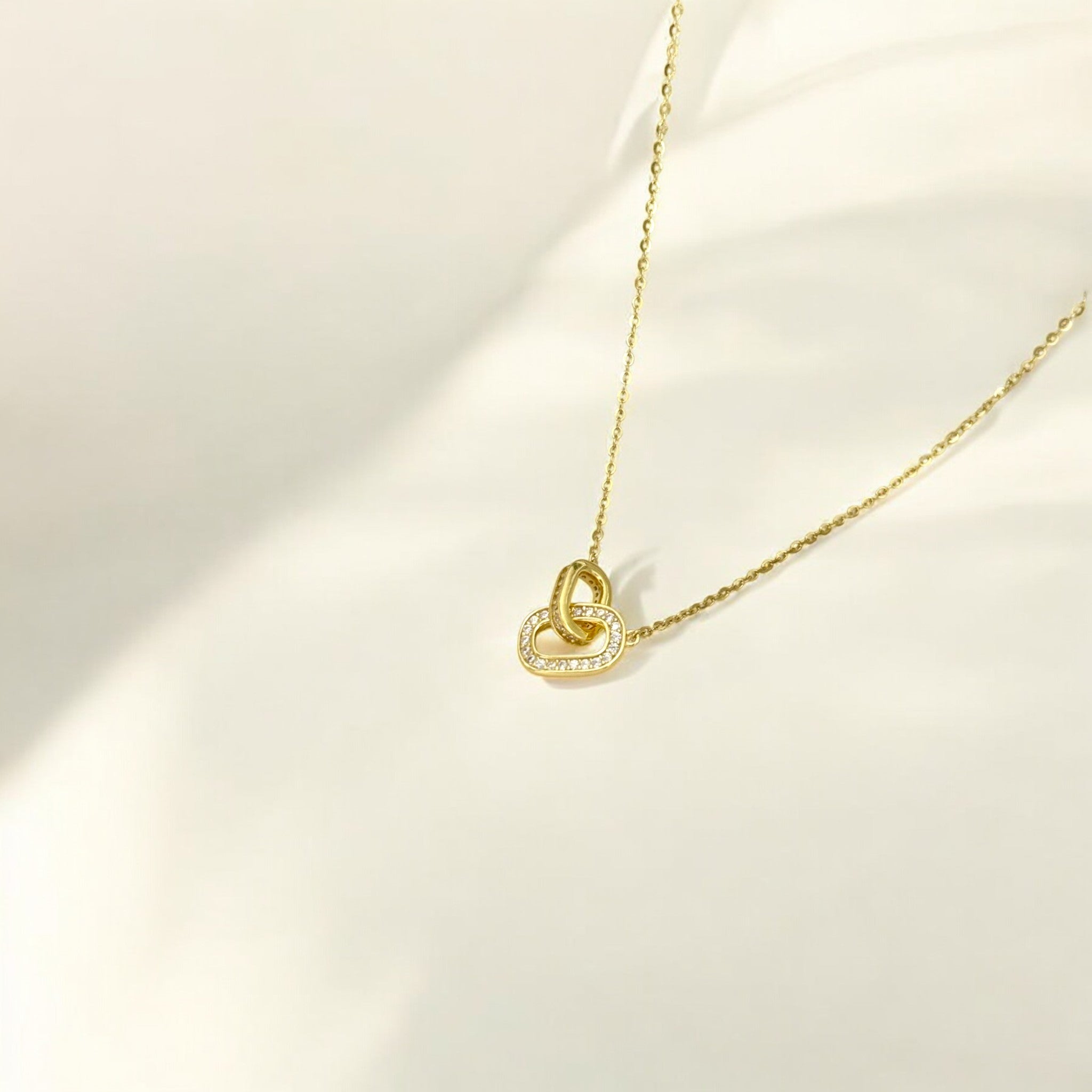 Eternal Bond - Mini Pavé Link Gold Necklace made from 18k gold vermeil over sterling silver, minimalist design by Hermin Jewelry