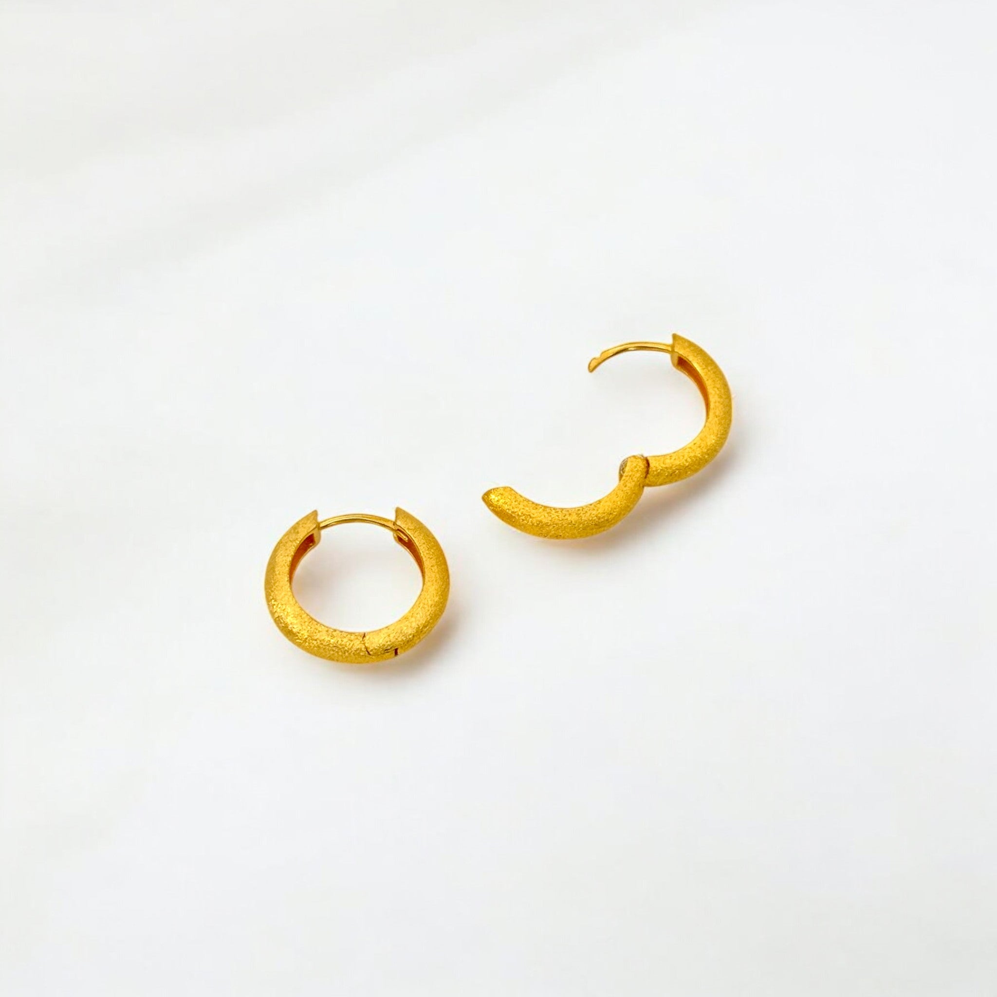 Tulle Textured Gold Everyday Hoops - 16mm made from 18k gold vermeil over sterling silver, minimalist design by Hermin Jewelry