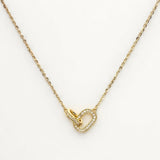 Close-up of Hermin's Eternal Bond - Mini Pavé Link Gold Necklace in 18k gold vermeil over sterling silver, crafted for elegance and durability