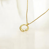 Gold Curved Circle Necklace - Embrace made from 18k gold vermeil over sterling silver, minimalist design by Hermin Jewelry