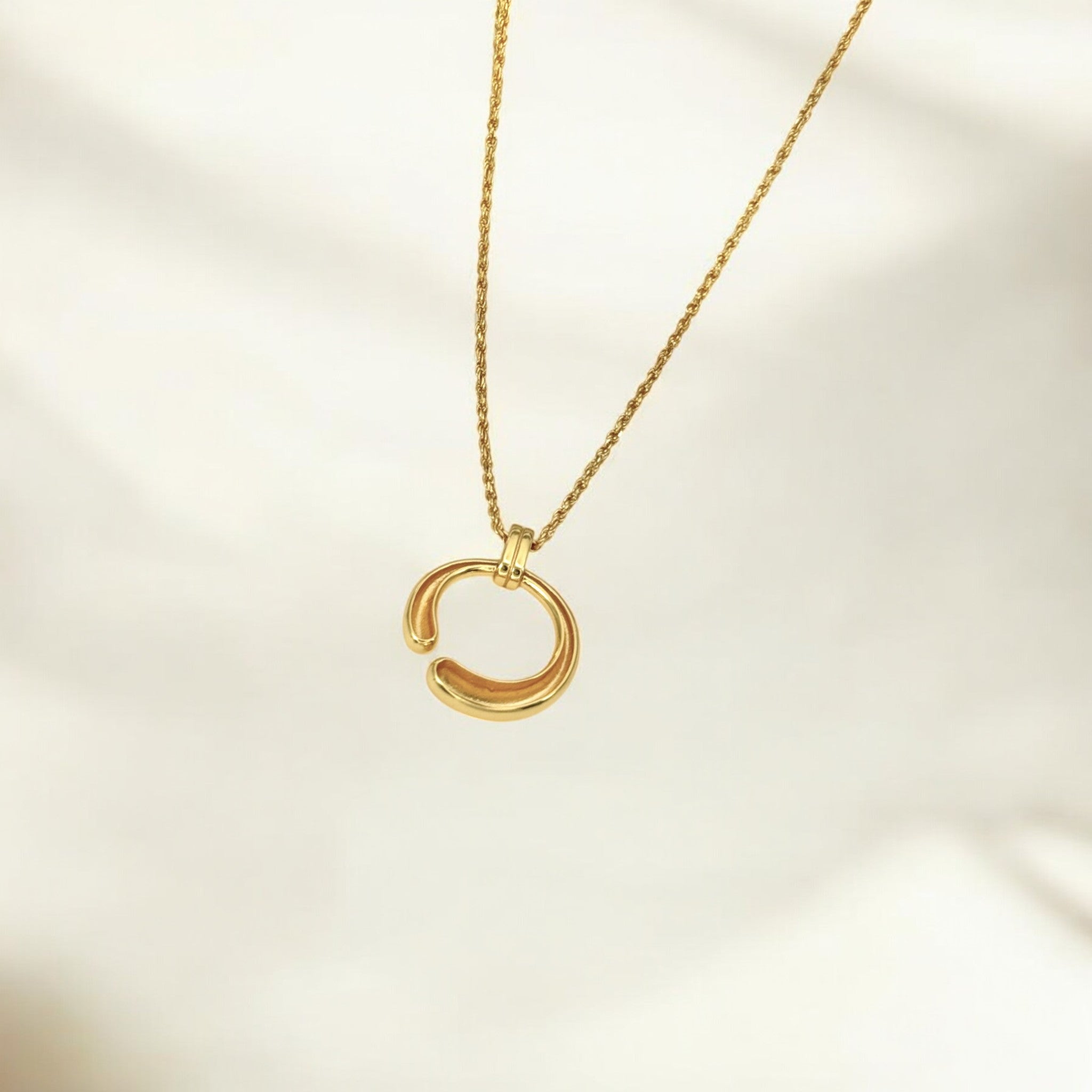 Gold Curved Circle Necklace - Embrace crafted with premium 18k gold vermeil over sterling silver, hypoallergenic and tarnish-resistant