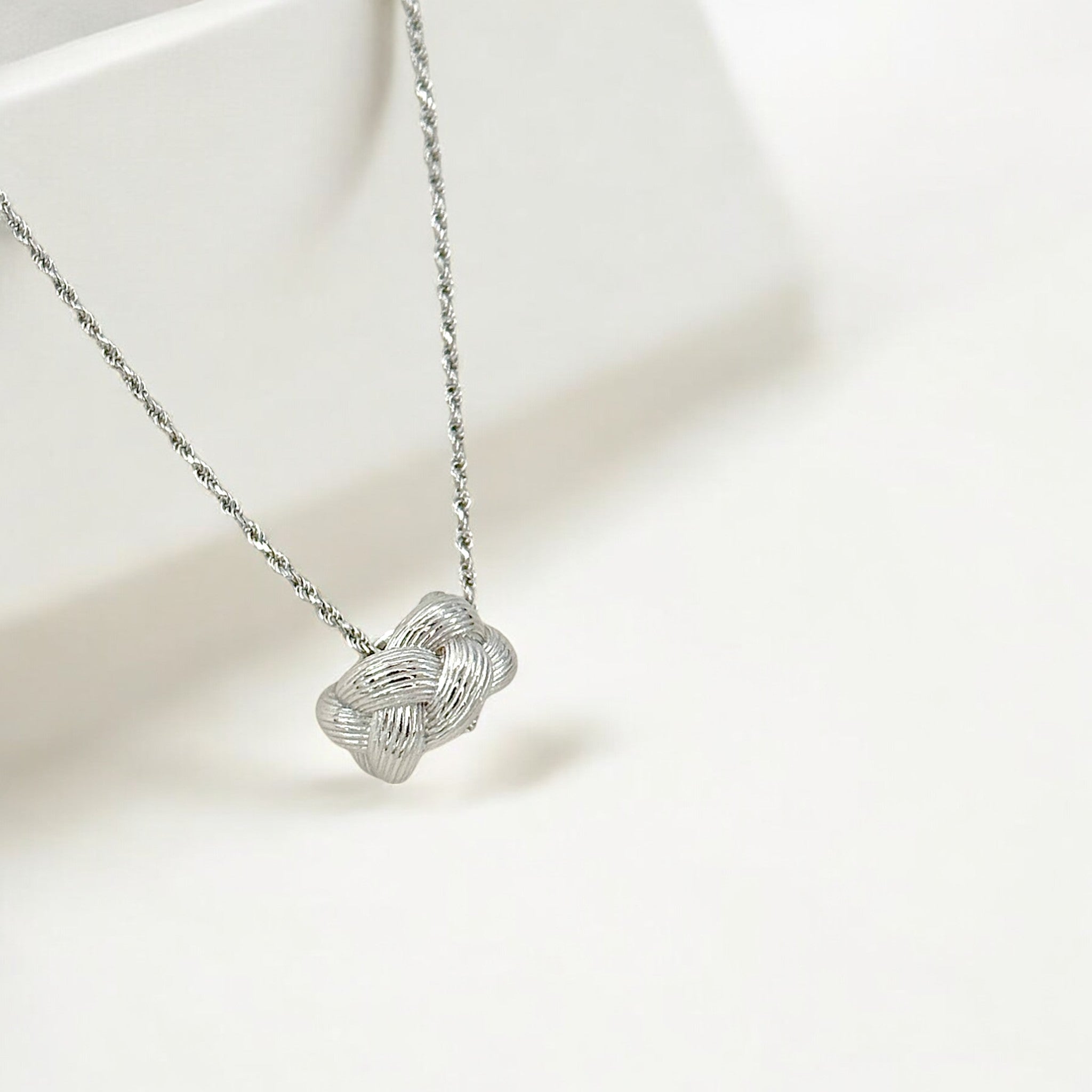 Tulle Textured Silver Woven Pendant Necklace - Twill
