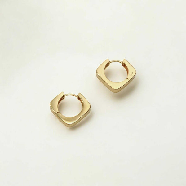 Square Gold Hoop Earrings | Geometric - Raye – Hermin
