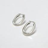 Classic Statement Oval Silver Hoops - Milan crafted with premium sterling silver with rhodium finish, hypoallergenic and tarnish-resistant