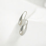 Silver Threader Teardrop Earrings - Droplet made from sterling silver with rhodium finish, minimalist design by Hermin Jewelry