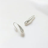 Silver Threader Teardrop Earrings - Droplet made from sterling silver with rhodium finish, minimalist design by Hermin Jewelry