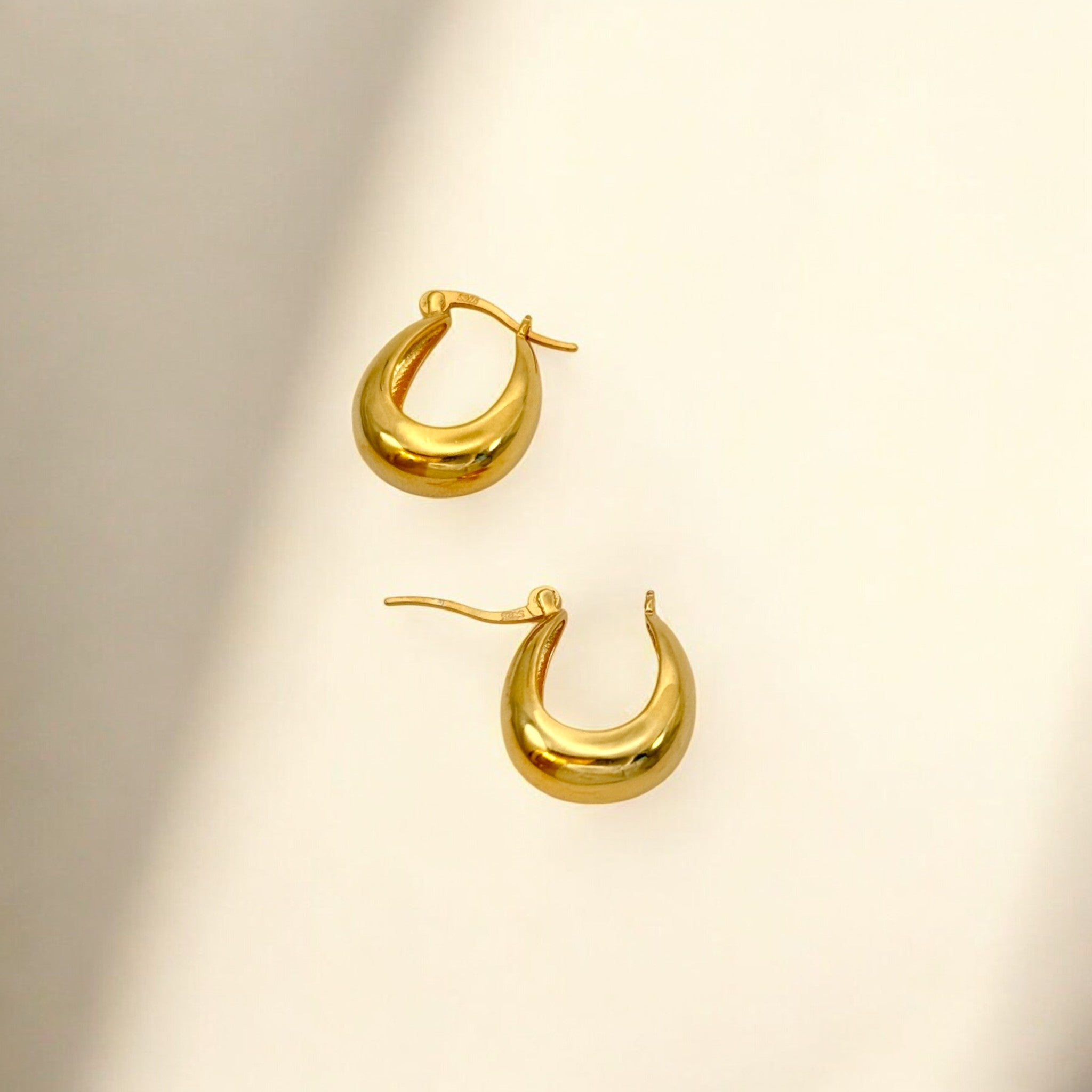 Gold Puffy Hoops - Paris made from 18k gold vermeil over sterling silver, minimalist design by Hermin Jewelry