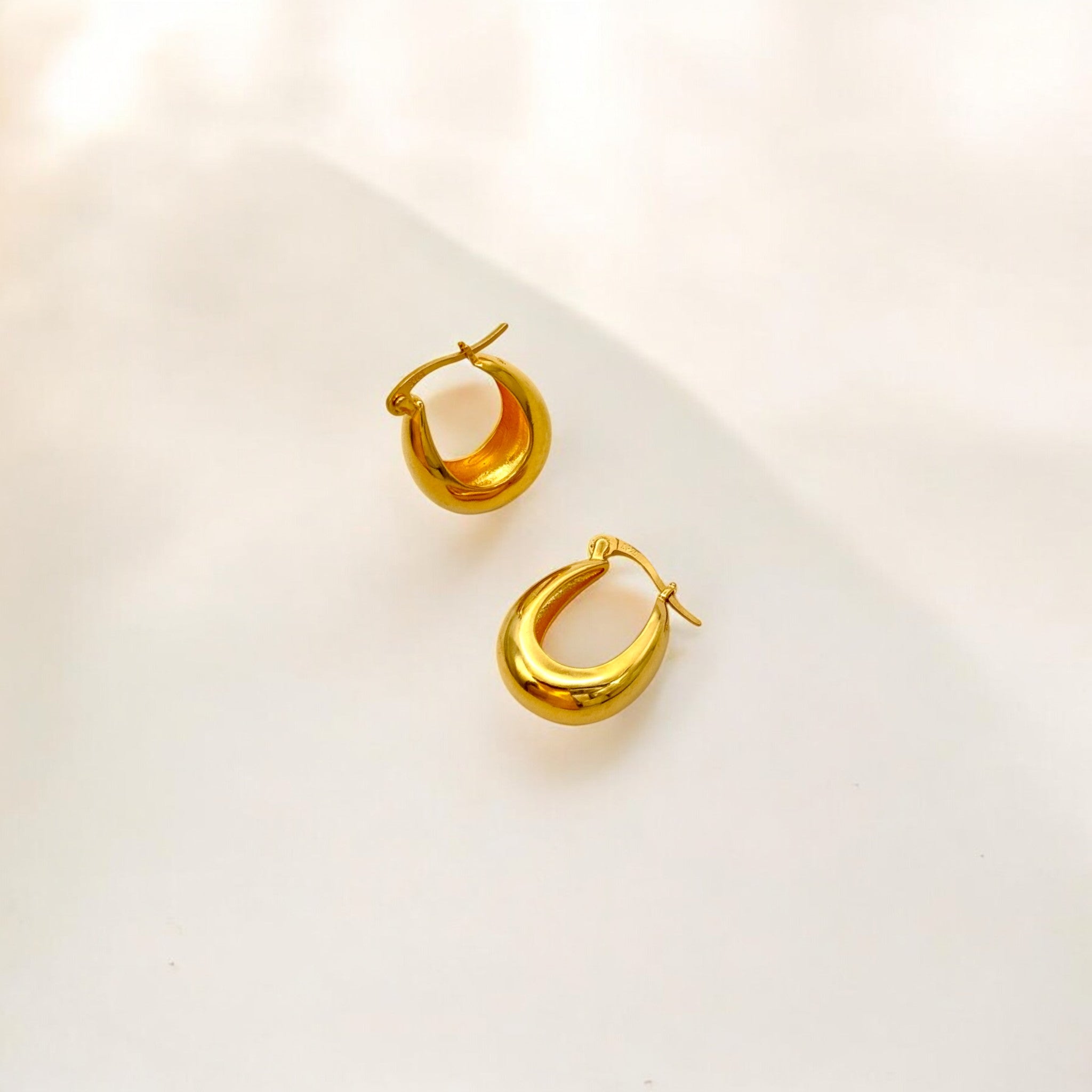 Gold Puffy Hoops - Paris crafted with premium 18k gold vermeil over sterling silver, hypoallergenic and tarnish-resistant