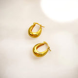 Gold Puffy Hoops - Paris made from 18k gold vermeil over sterling silver, minimalist design by Hermin Jewelry
