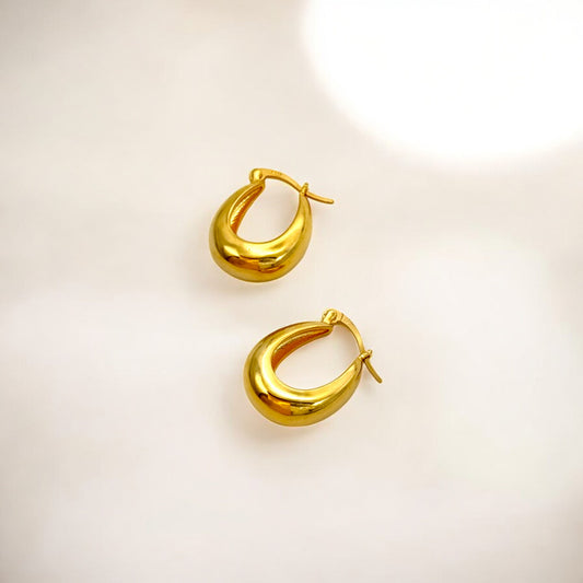 Gold Puffy Hoops - Paris made from 18k gold vermeil over sterling silver, minimalist design by Hermin Jewelry