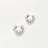 Beaded Silver Huggies Hoops - Paris made from sterling silver with rhodium finish, minimalist design by Hermin Jewelry