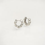 Beaded Silver Huggies Hoops - Paris made from sterling silver with rhodium finish, minimalist design by Hermin Jewelry