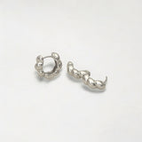 Beaded Silver Huggies Hoops - Paris crafted with premium sterling silver with rhodium finish, hypoallergenic and tarnish-resistant