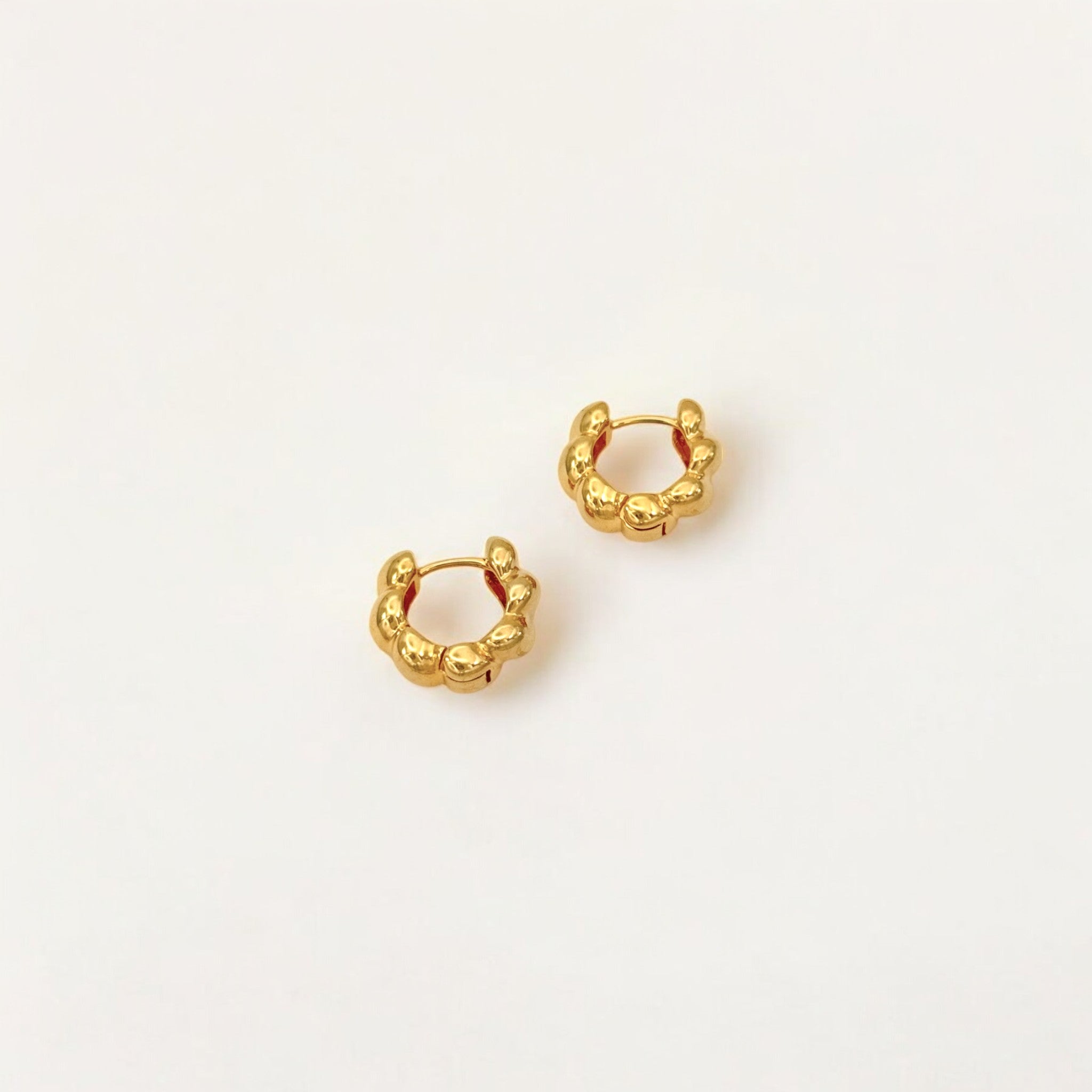 Beaded Gold Huggies Hoops - Paris crafted with premium 18k gold vermeil over sterling silver, hypoallergenic and tarnish-resistant