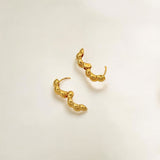 Close-up of Hermin's Beaded Gold Huggies Hoops - Paris in 18k gold vermeil over sterling silver, crafted for elegance and durability