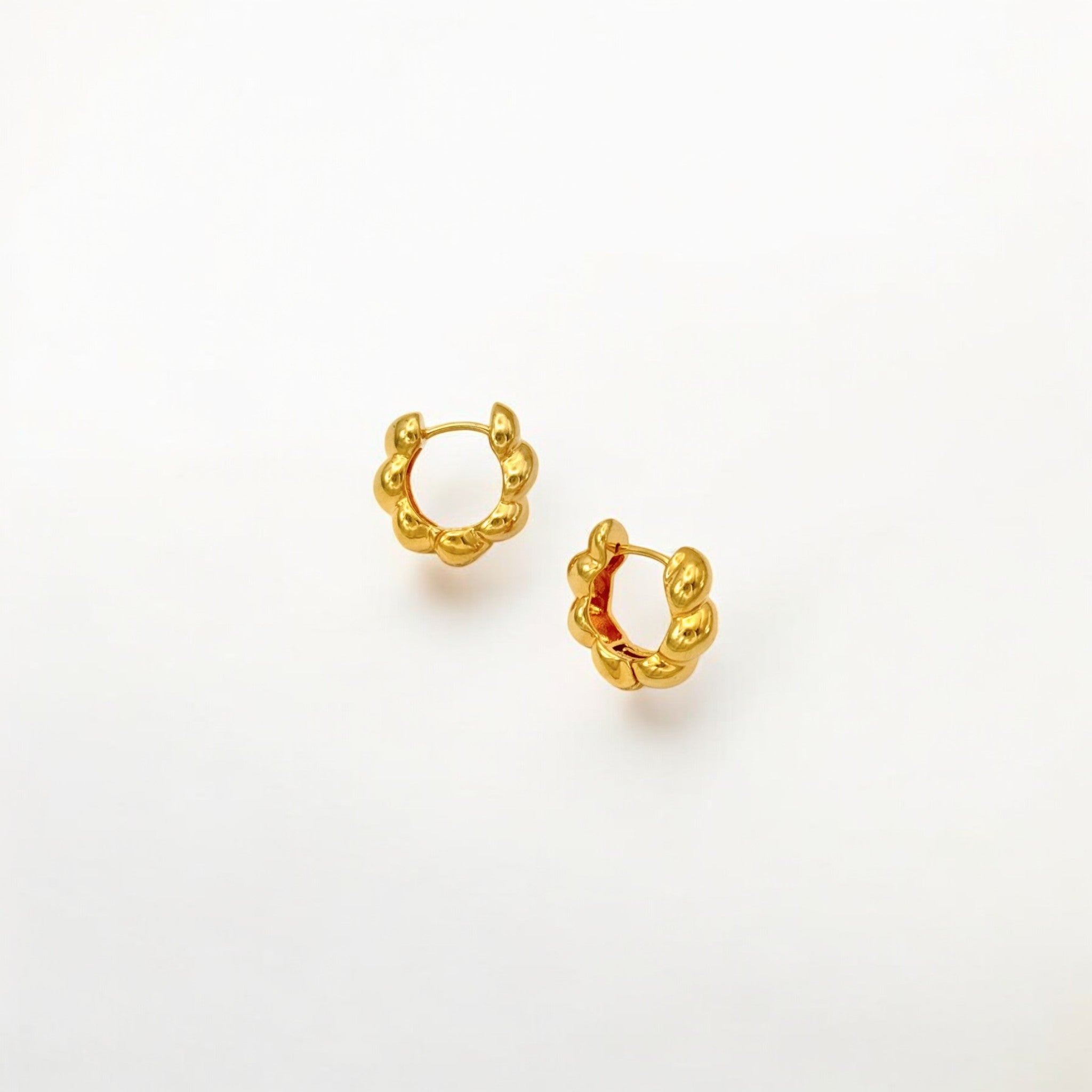 Beaded Gold Huggies Hoops - Paris made from 18k gold vermeil over sterling silver, minimalist design by Hermin Jewelry