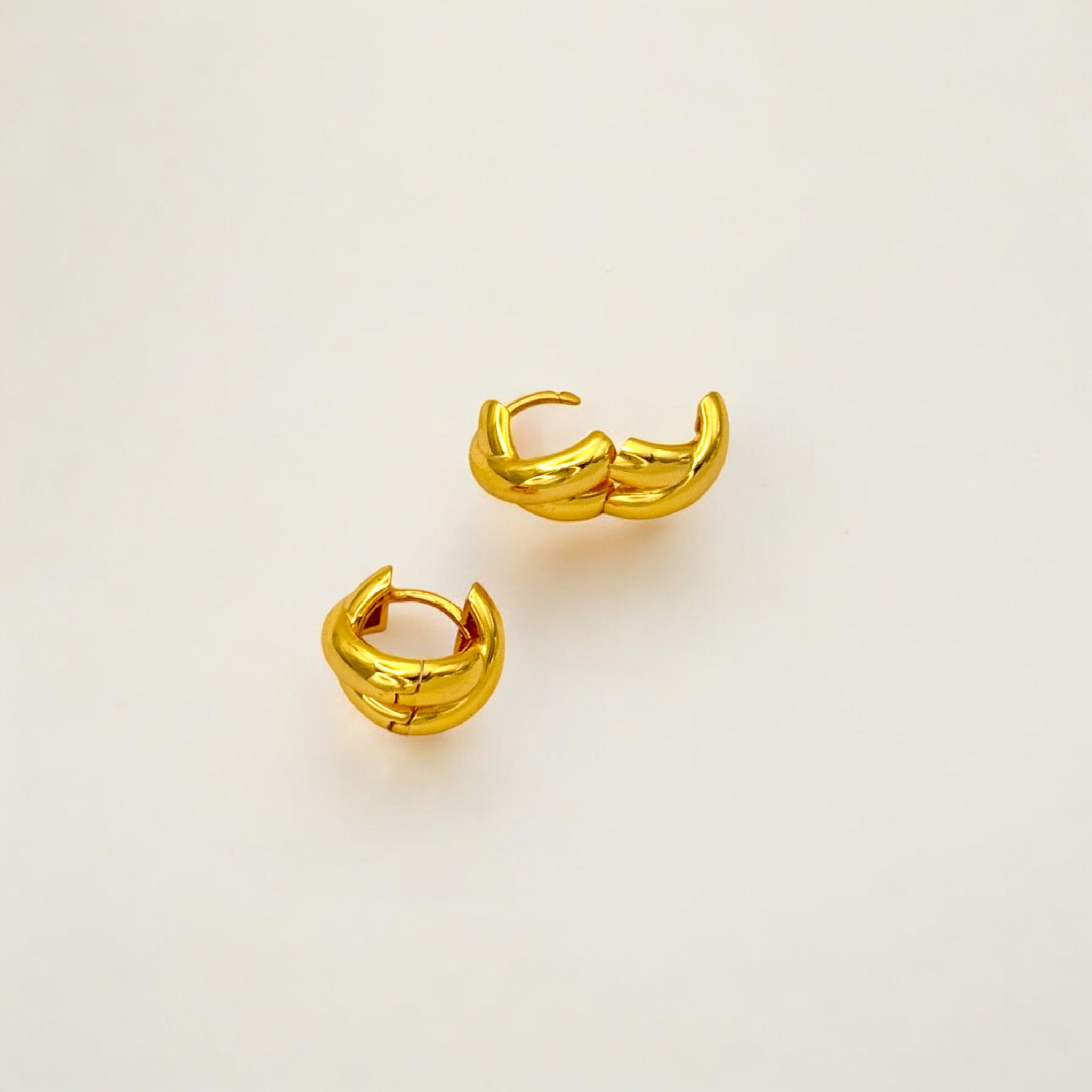 Everyday Gold Twist Huggies - Paris made from 18k gold vermeil over sterling silver, minimalist design by Hermin Jewelry