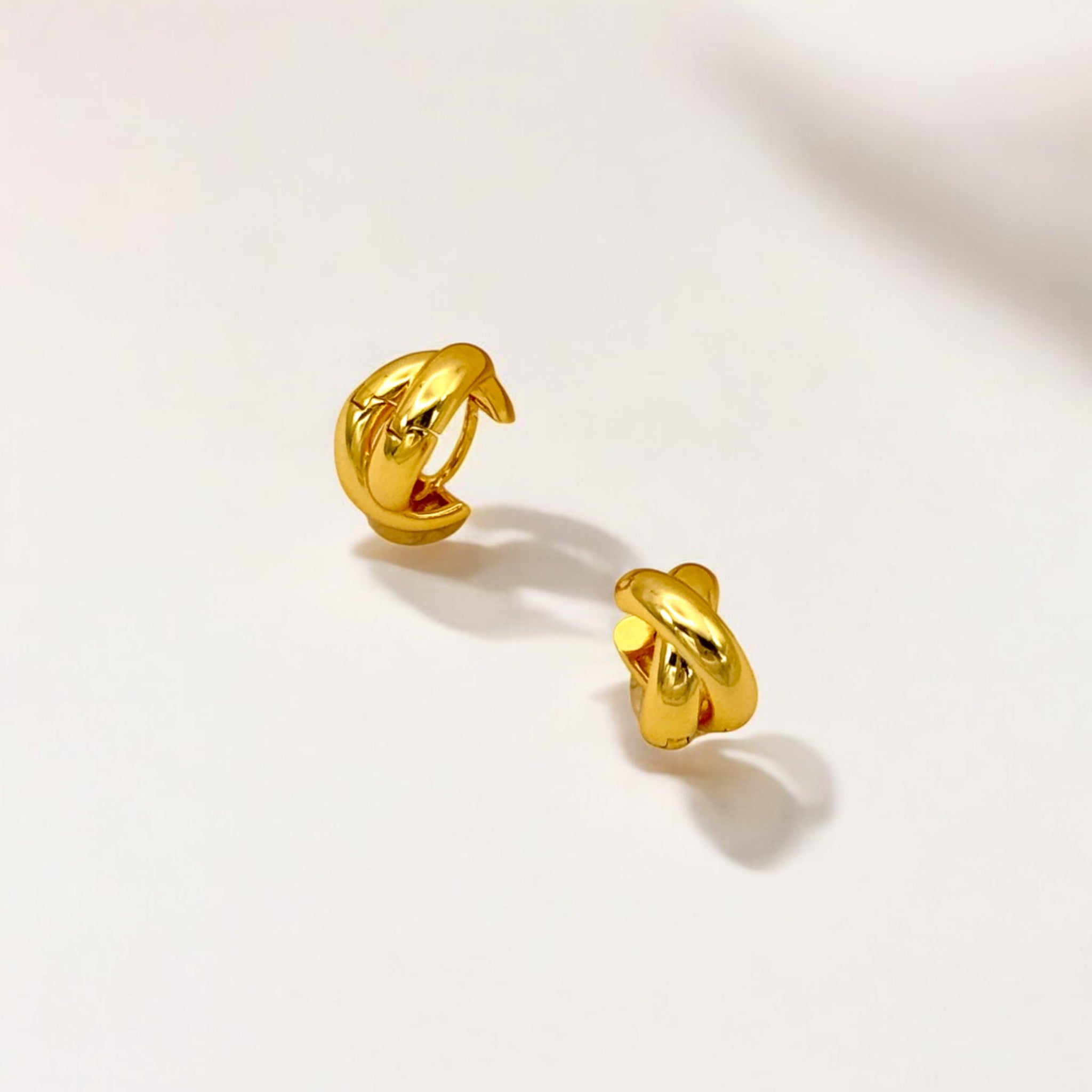 Everyday Gold Twist Huggies - Paris made from 18k gold vermeil over sterling silver, minimalist design by Hermin Jewelry