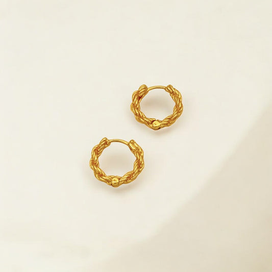 Braided Gold Huggie Hoops - Paris made from 18k gold vermeil over sterling silver, minimalist design by Hermin Jewelry