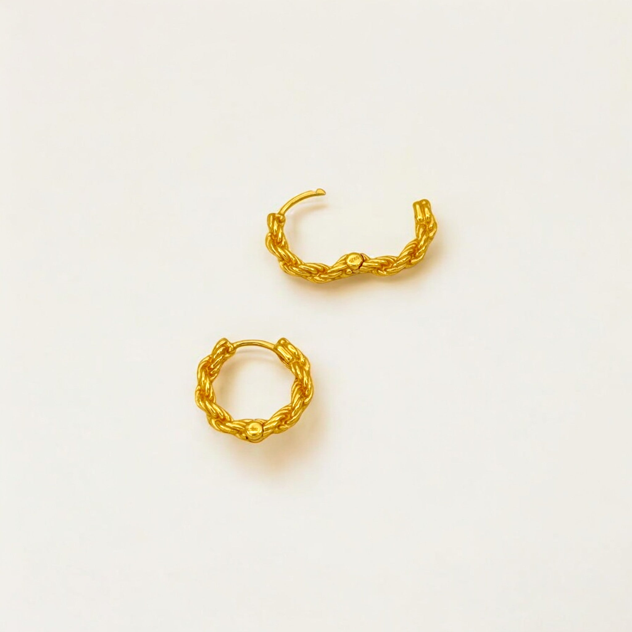 Braided Gold Huggie Hoops - Paris made from 18k gold vermeil over sterling silver, minimalist design by Hermin Jewelry