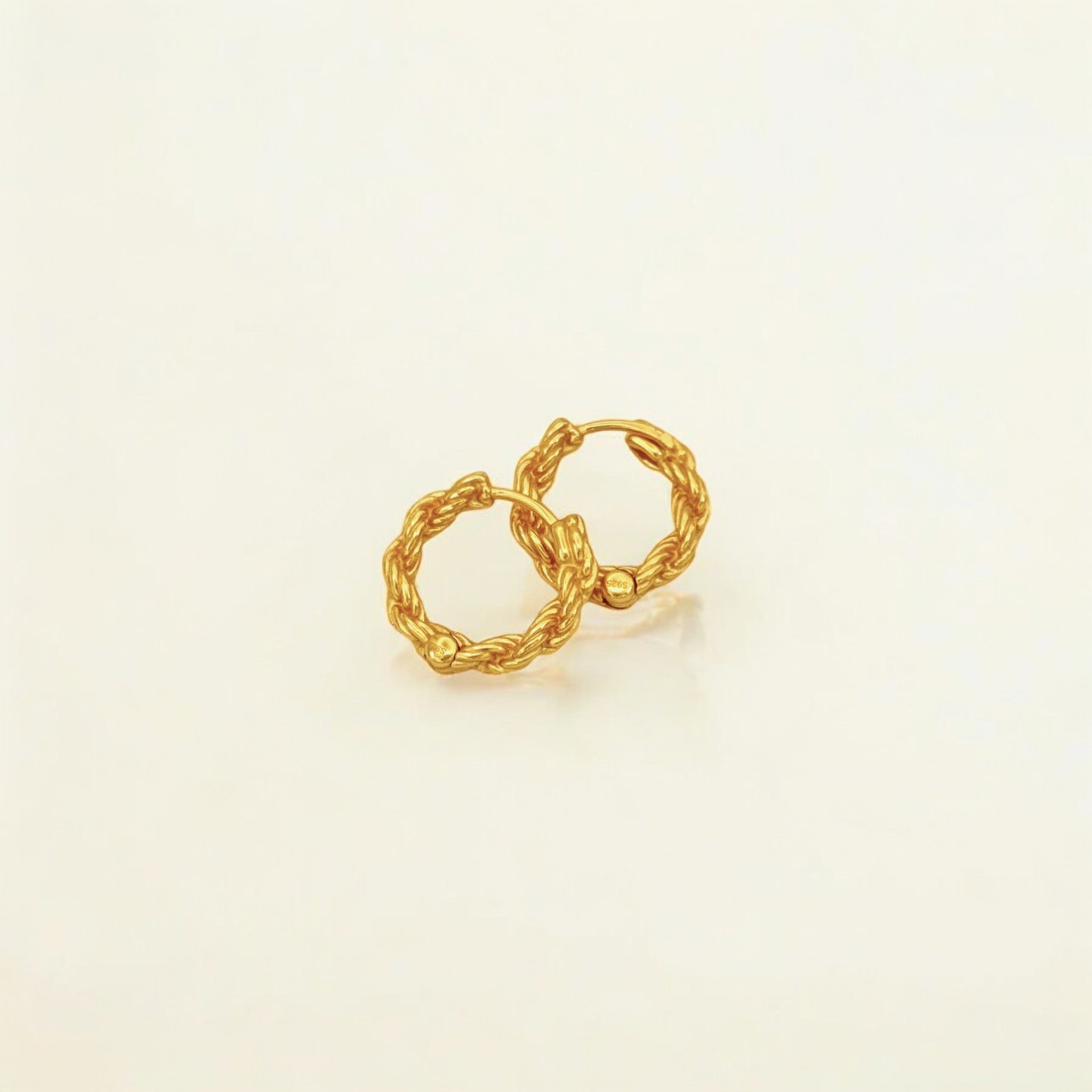 Braided Gold Huggie Hoops - Paris crafted with premium 18k gold vermeil over sterling silver, hypoallergenic and tarnish-resistant