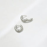 Tulle Silver Sparkle Everyday Hoops made from sterling silver with rhodium finish, minimalist design by Hermin Jewelry