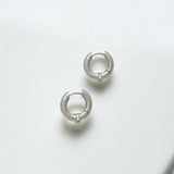 Tulle Silver Sparkle Everyday Hoops made from sterling silver with rhodium finish, minimalist design by Hermin Jewelry