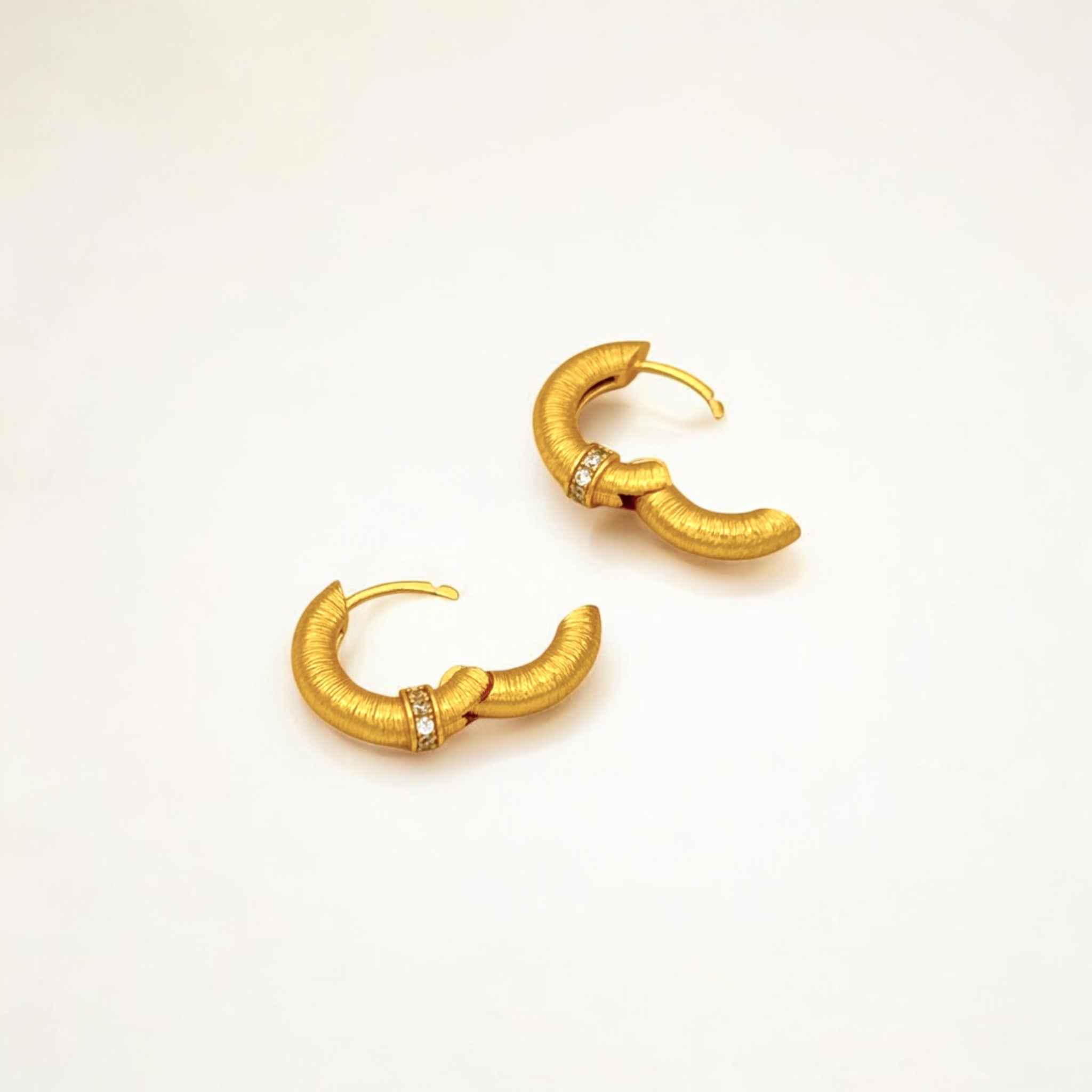 Tulle Gold Sparkle Everyday Hoops made from 18k gold vermeil over sterling silver, minimalist design by Hermin Jewelry