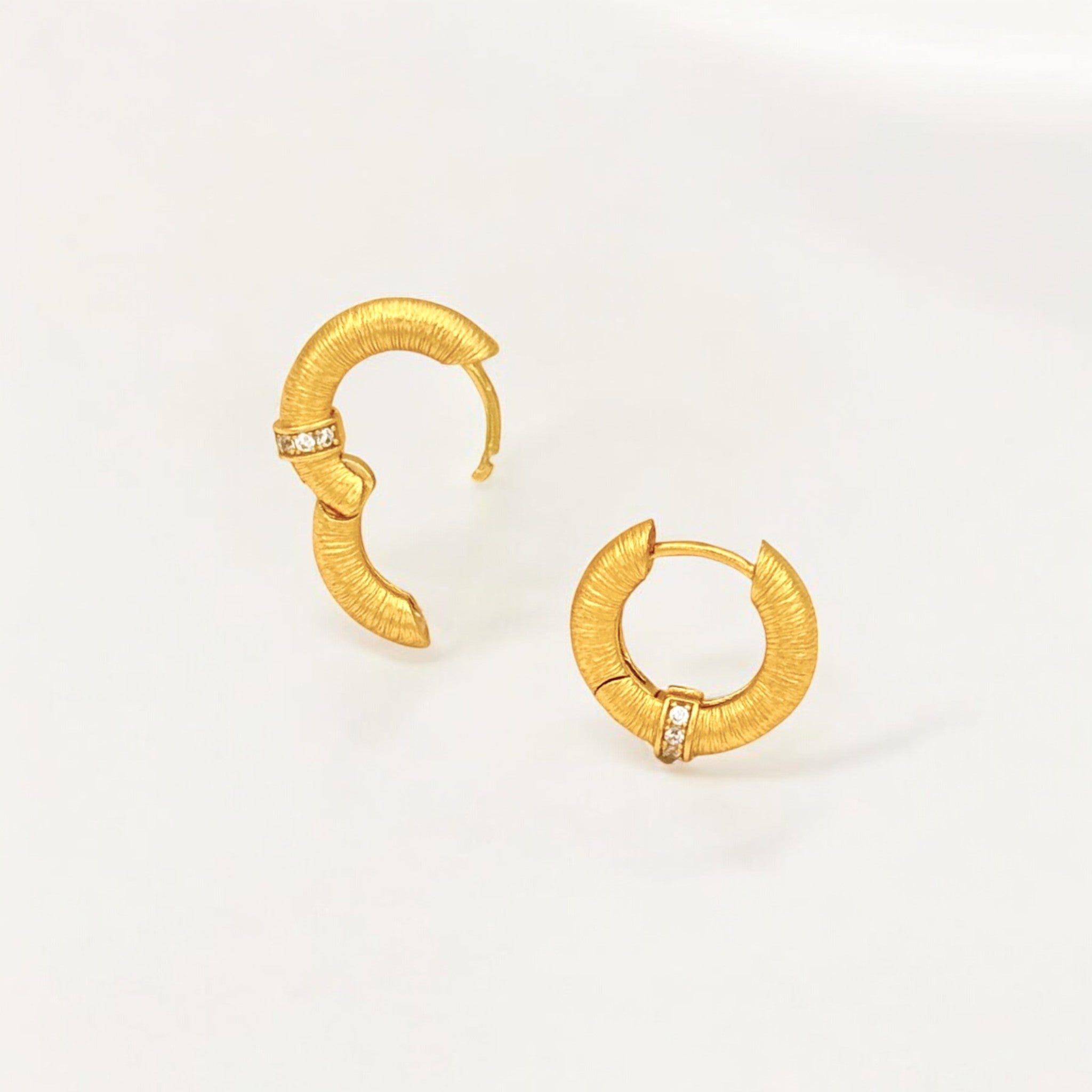 Tulle Gold Sparkle Everyday Hoops crafted with premium 18k gold vermeil over sterling silver, hypoallergenic and tarnish-resistant