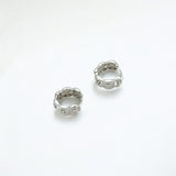 Tulle Textured Silver Woven Sparkle Huggie Hoops made from sterling silver with rhodium finish, minimalist design by Hermin Jewelry