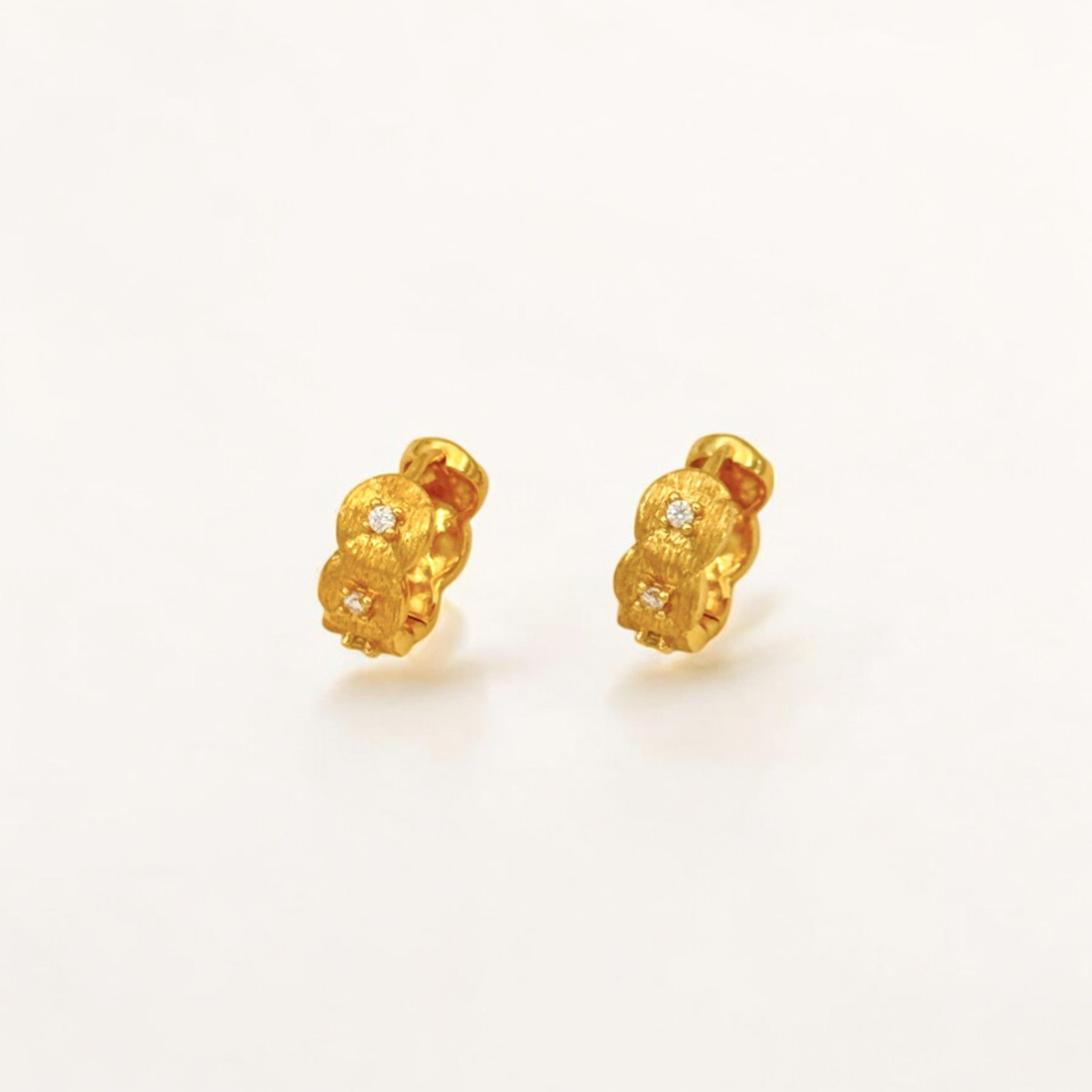 Tulle Textured Gold Woven Sparkle Huggie Hoops made from 18k gold vermeil over sterling silver, minimalist design by Hermin Jewelry