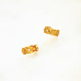 Tulle Textured Gold Woven Sparkle Huggie Hoops made from 18k gold vermeil over sterling silver, minimalist design by Hermin Jewelry