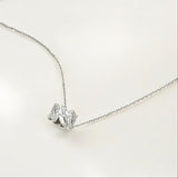Silver Sparkle Leaf Pendant Necklace - Olivia made from sterling silver with rhodium finish, minimalist design by Hermin Jewelry