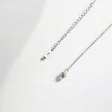 Silver Sparkle Leaf Pendant Necklace - Olivia made from sterling silver with rhodium finish, minimalist design by Hermin Jewelry