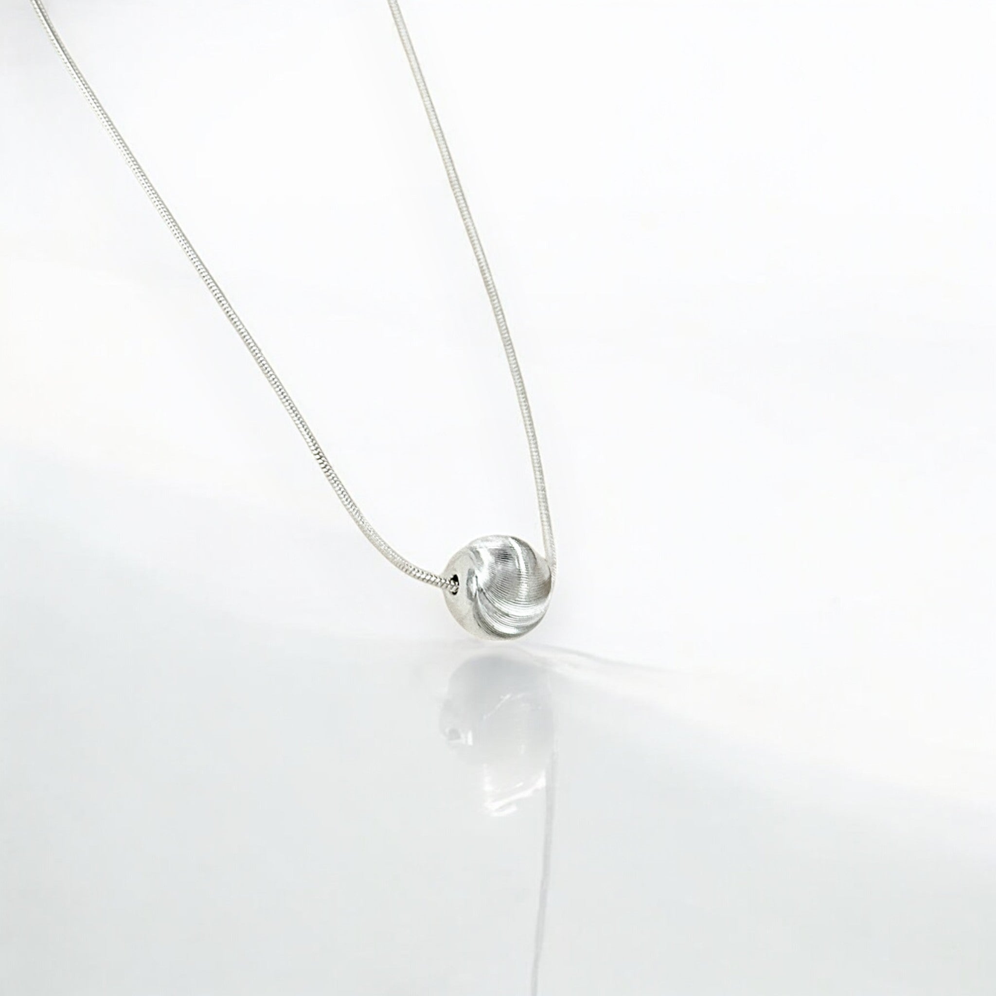 Tulle Textured Orb Necklace - Mercury made from 18k gold vermeil or sterling silver, minimalist design by Hermin Jewelry