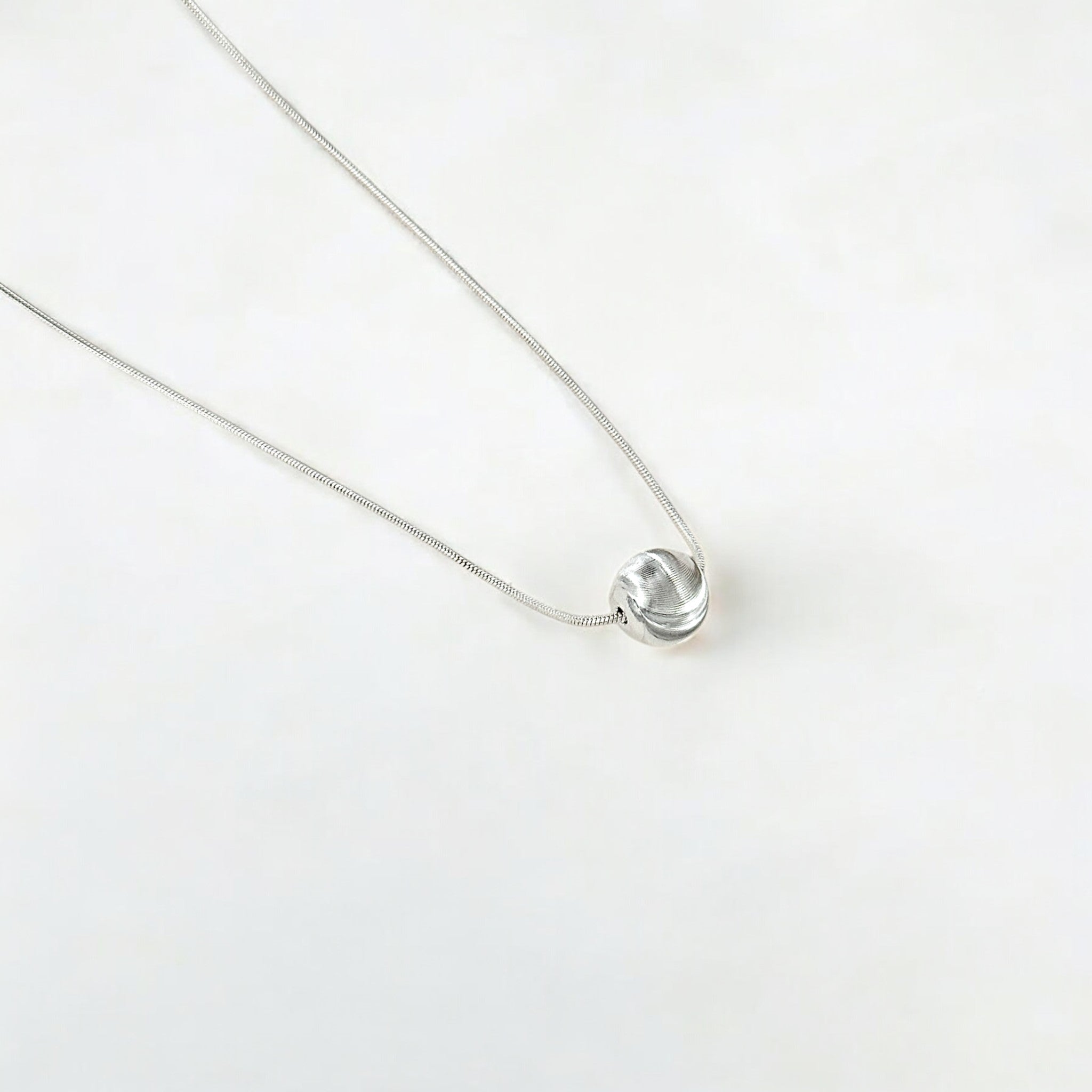 Tulle Textured Orb Necklace - Mercury made from 18k gold vermeil or sterling silver, minimalist design by Hermin Jewelry