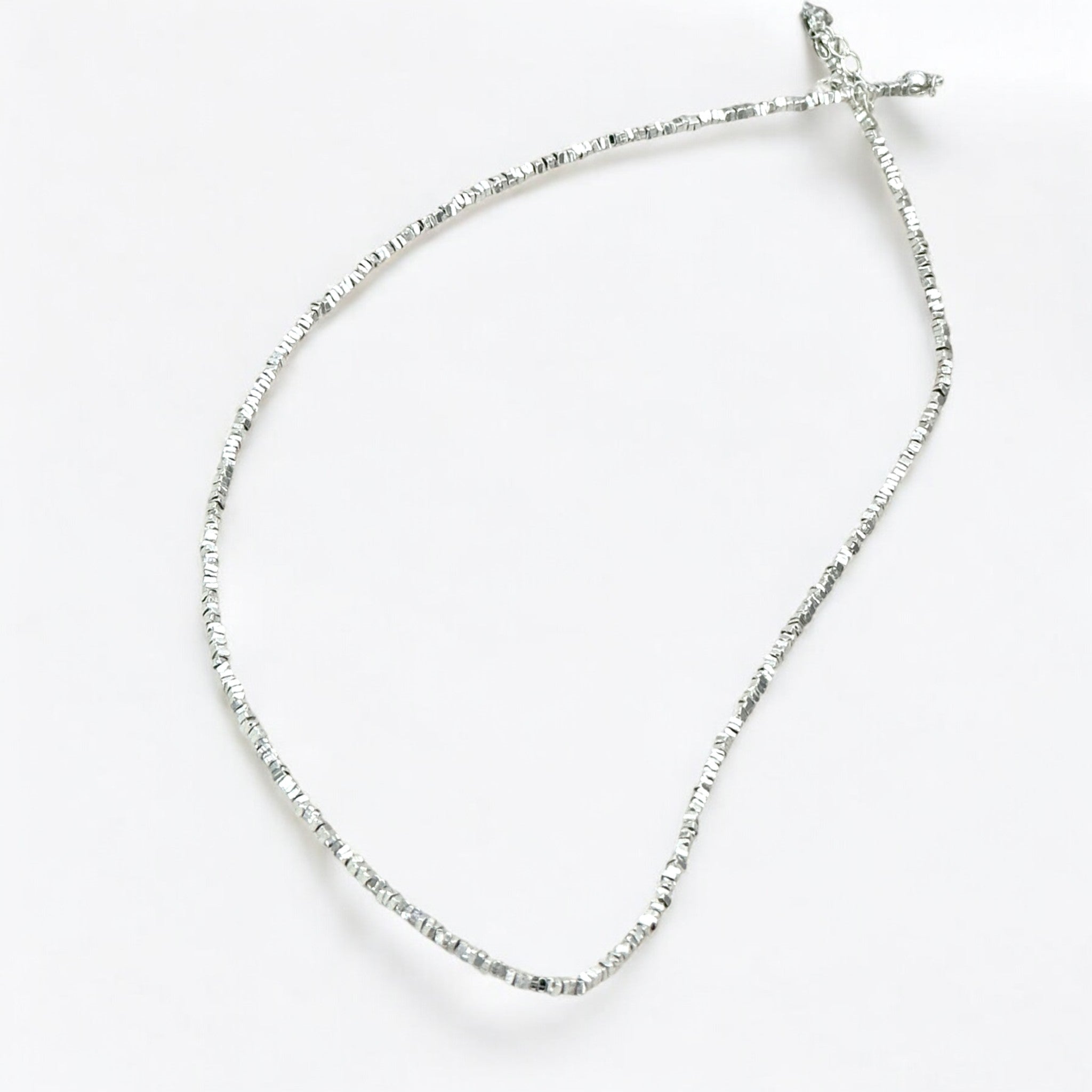 Faceted Silver Bead Necklace - Gleam crafted with premium sterling silver with rhodium finish, hypoallergenic and tarnish-resistant