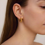 Gold vermeil sterling silver beaded huggie hoop earrings for women, hypoallergenic Paris design
